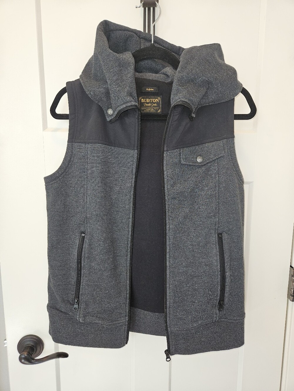 Burton Women's Dark Gray Hooded Vest with Contrast Yoke